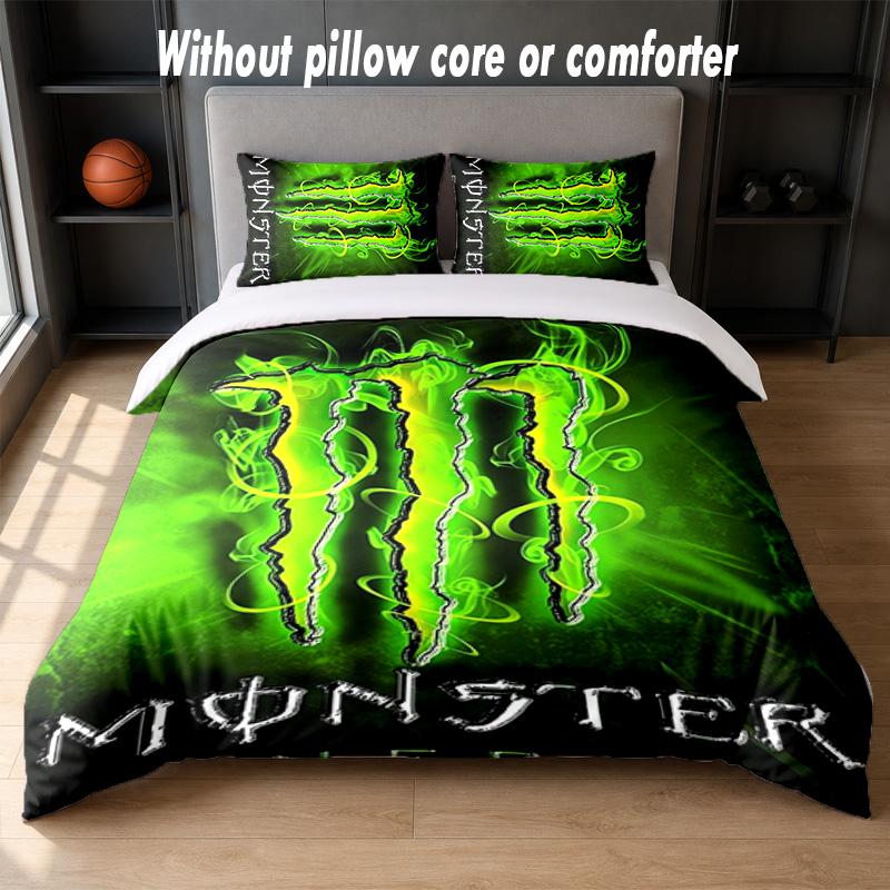 Set Biancheria da Letto Design Monster Energy 1 Copripiumino + 2 Federe Morbido Traspirante Biancheria da Letto per la Casa