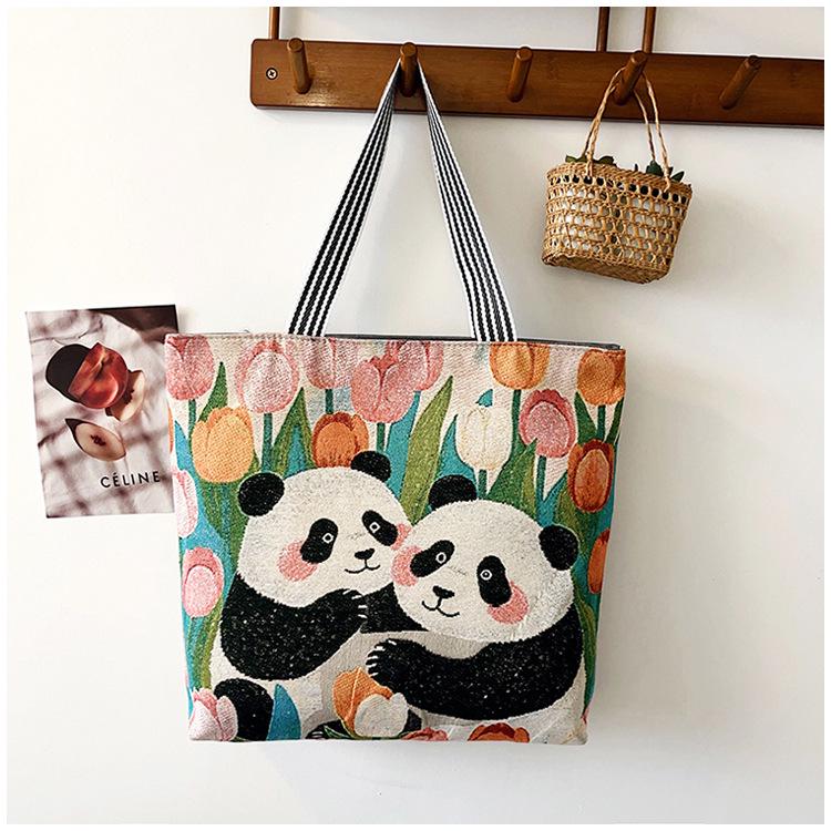 Etnická plátěná taška přes rameno s pavím motivem - Dámská módní taška Tote s velkou kapacitou