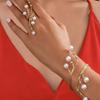 Imitation Pearl Open Arm Bangle Adjustable Armband Vintage Bracelet Ring Set  Arm Accessories