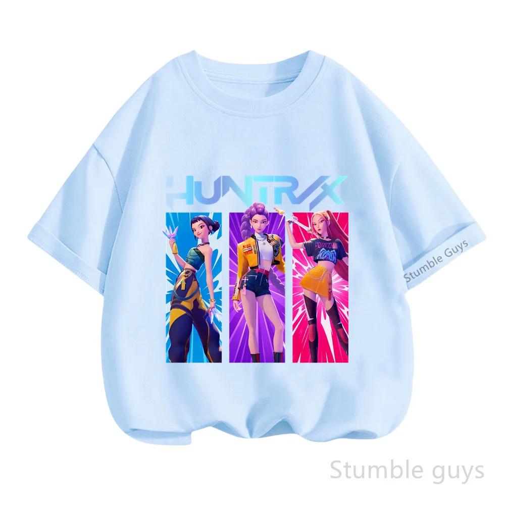 Kpop Demon Hunters T-Shirt Kids Short Sleeve Casual Fashion Summer Boys Girls Anime Clothes