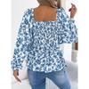 Blusa y Camisas de Chifón para Mujer Primavera Verano Manga Larga Cuello Sequre Estampado Floral Camisa Tops blusas