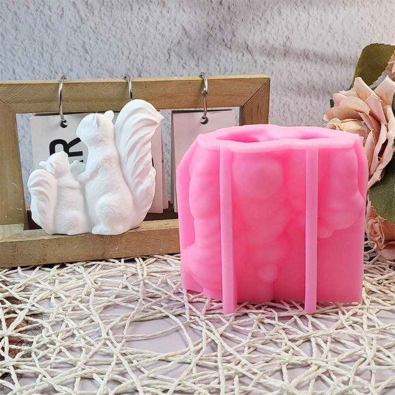 Squirrels Animal Statue Silicone Candle Molds for Epoxy Resin Candle Soap Making Home Decoration Gypsum Silicone Molds