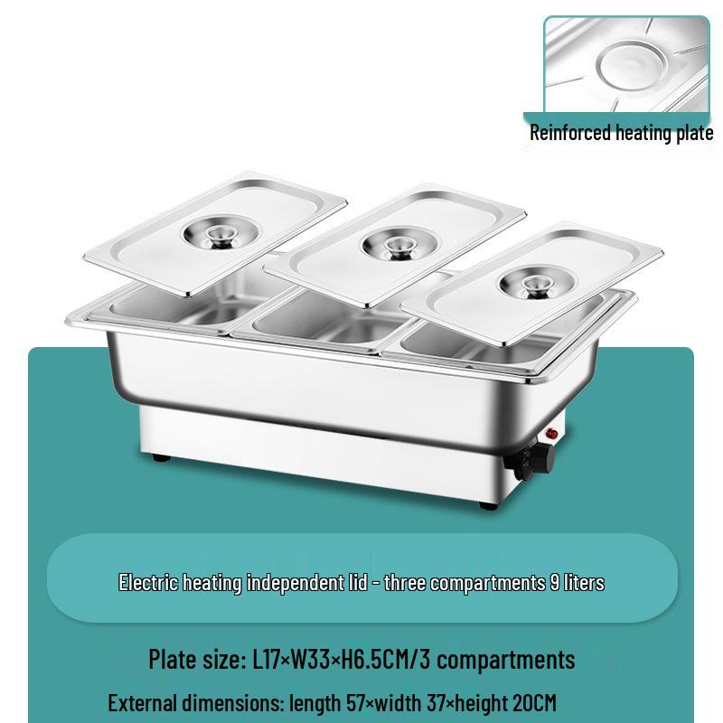 Stainless Steel Electric Chafing Dish with Visible Flip-Top for Buffet & Breakfast