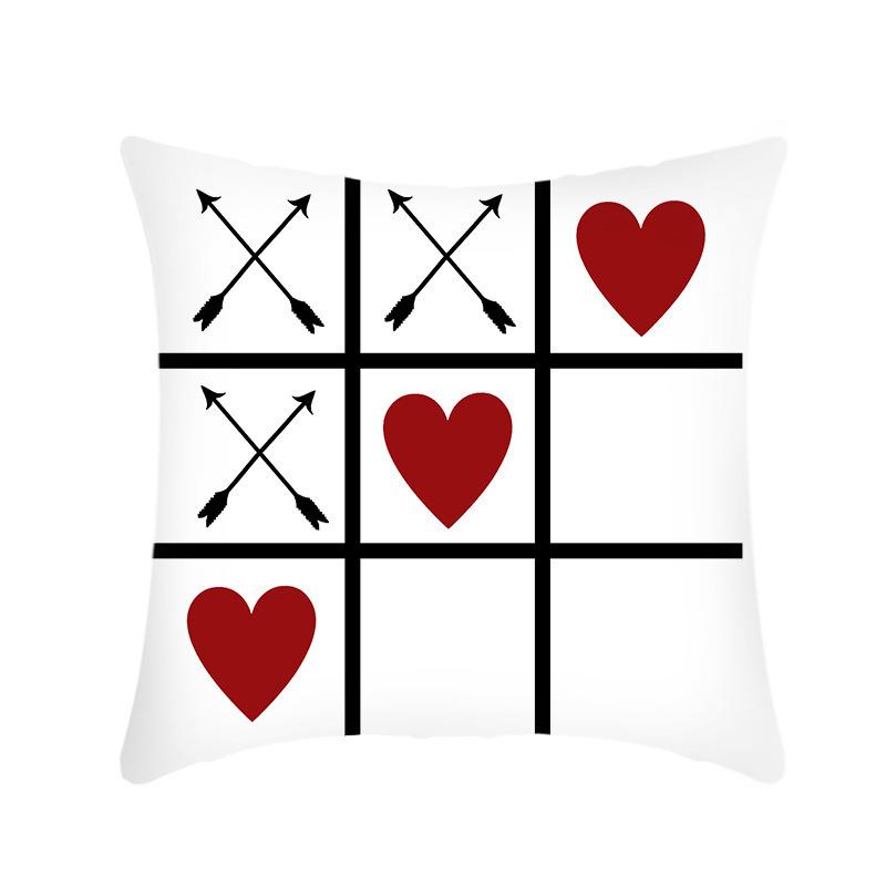 New Valentine's Day Pillow Linen Short Plush Car Pillow Red Love Pillow Cover Bed Cushion