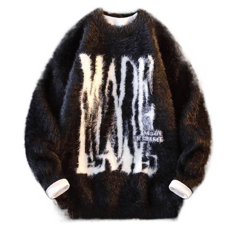 Round Neck Jacquard Knit Sweater - Warm & Loose for Autumn/Winter