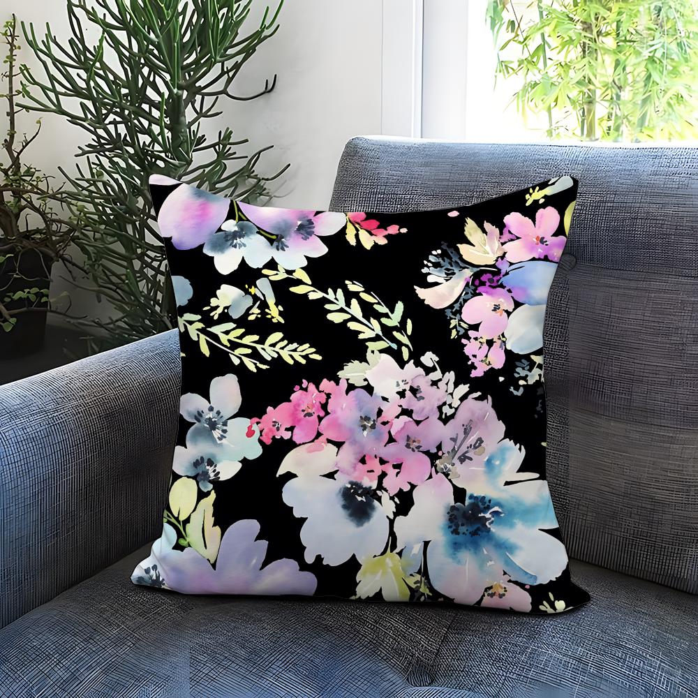 Watercolor Flowers Cushion Cover Comfortable Reversible Pillow Cover Ideal for Car Sofa Bedroom Beyond