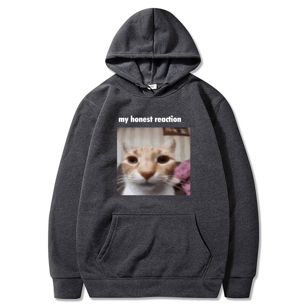 My Honest Reaction Funny Cat Meme Graphic Tops Men Women Clothing Fashion Harajuku Casual Cotton Tops Loose Casual Style Clothes