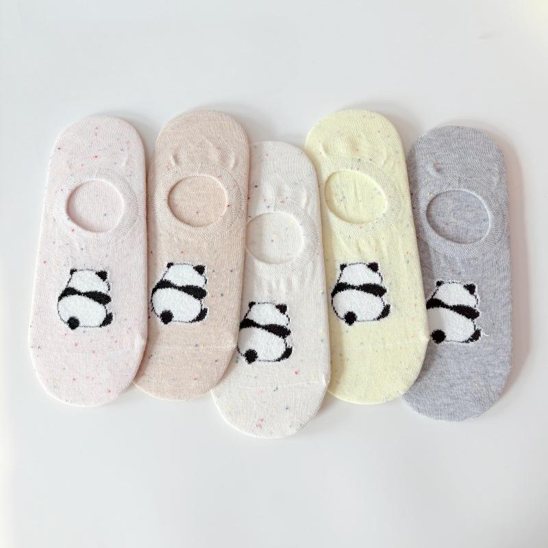 Boneless Sewn Toe Dot Yarn Cartoon Boat Socks, Women's Cotton Socks, Summer Thin Shallow-mouthed Non-dropping Heel Anti-slip Invisible Socks