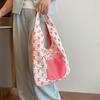 Sweet Plaid Nylon Vest Pouch Lace Decoration Tote Bag Simple Women Bow Printed Handbag  Storage