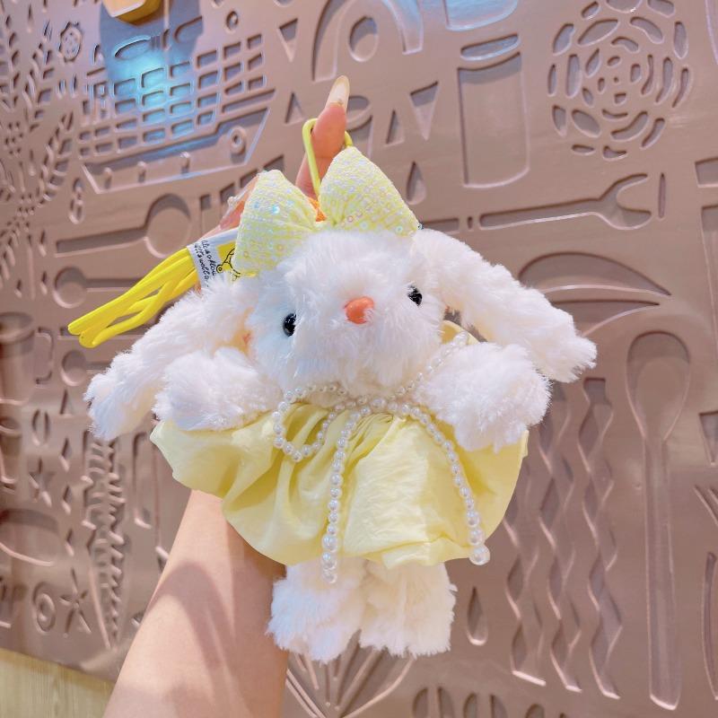 Cartoon Plush Princess Dress, Long-eared Rabbit Keychain, Cute Dress-up Rabbit Girl Bag Pendant