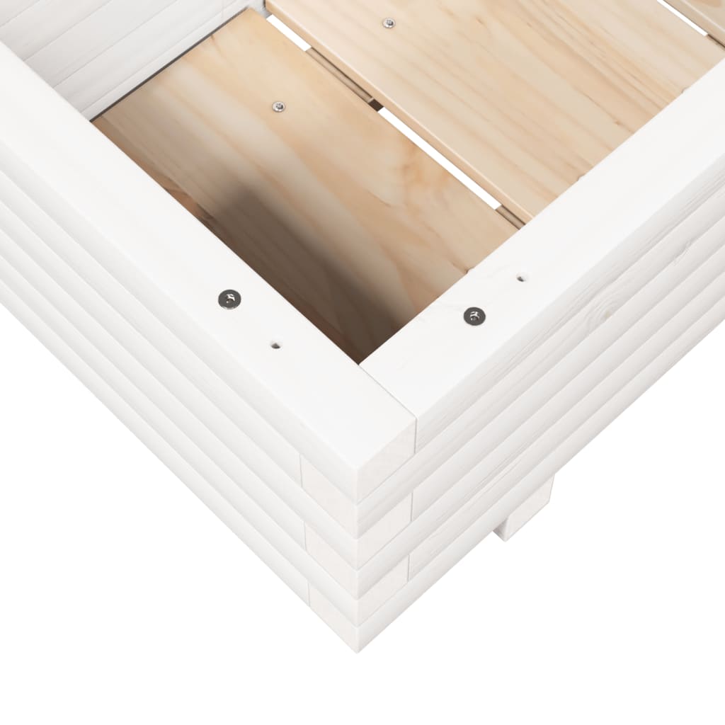 Plant Pot White 70x40x26.5 Cm Solid Pine Wood
