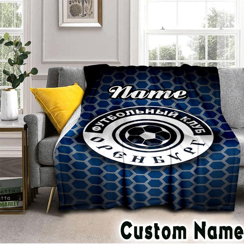 Custom Name FC Orenburg Emblem Throws Blanket Flannel Blankets for Couch Bed Gifts for Men Women Picnic Blanket Christmas Fan Gifts