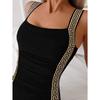 Women's Sexy Backless One-Piece Swimsuit with Ribbon Stitching In Black