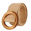 Rattan Woven Wooden Round Buckle Belt