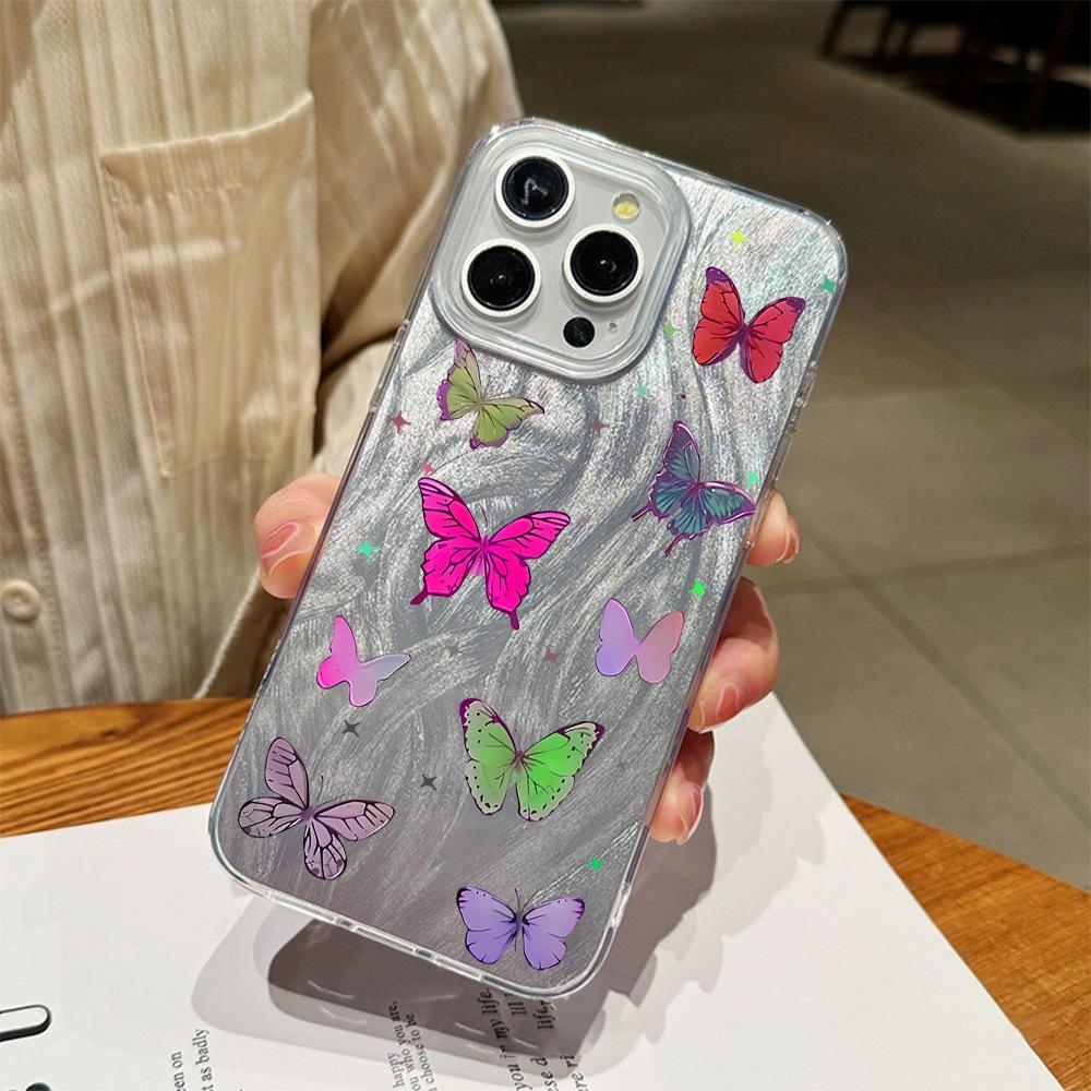 Dream colorful butterfly mobile phone case iPhone15 anti-drop PC hard case protective case Apple 17promax advanced sense