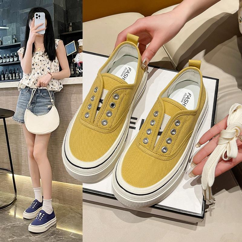 Retro Thick-soled Canvas Shoes Casual Breathable Women's Shoes for Spring and Autumn