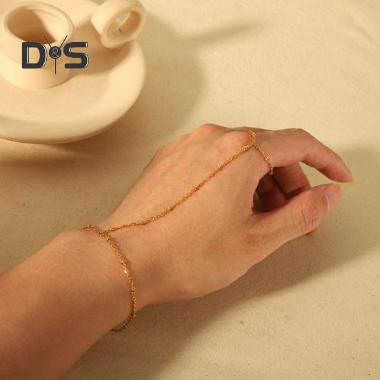 Dámský náramek Prsten Integrovaný slitinový Retro řetízkový náramek Prsten s dutým řetízkem Prsten otrocký náramek Boho Beach Jewelry Dárek