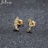Unique Christmas Earring Stainless Steel YES NO Cactus Footprint Music Stud Earrings for Women Tiny Star Boots Jewelry Girl Gift