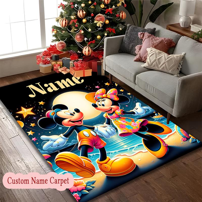 1pc Custom Name Printed Area Carpet, Magical Mickey Starry Adventure Rug, Home Sofa Chair Mat For Christmas and Halloween Décor