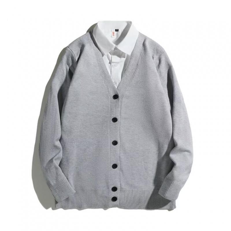 Men's V-neck Cardigan Sweater - Spring & Autumn Hong Kong Style Versatile Knitwear
