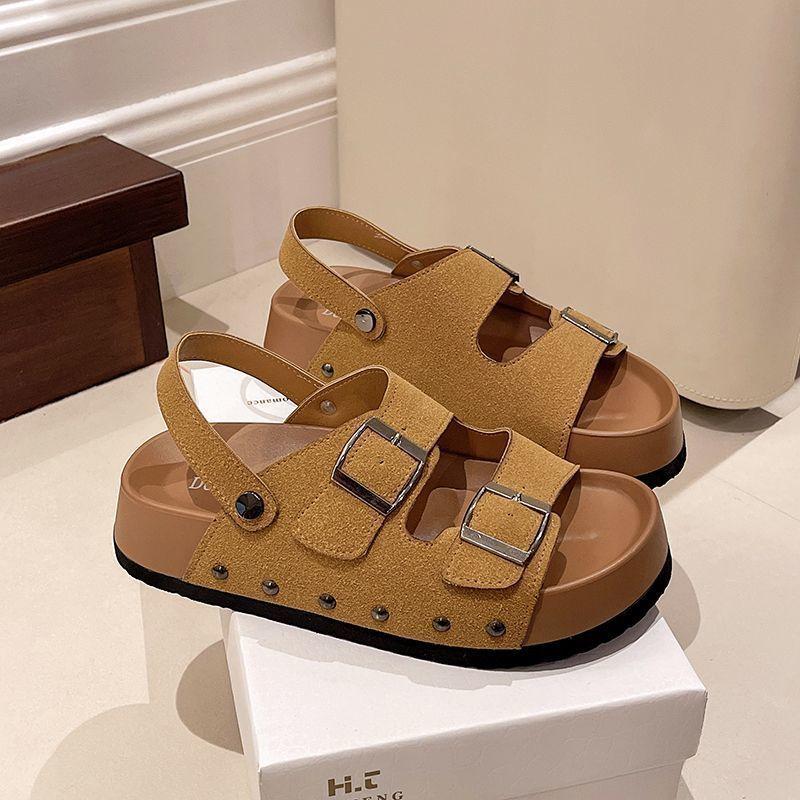 Thick-soled cool slippers women wear new retro open-toed beach sandals in summer