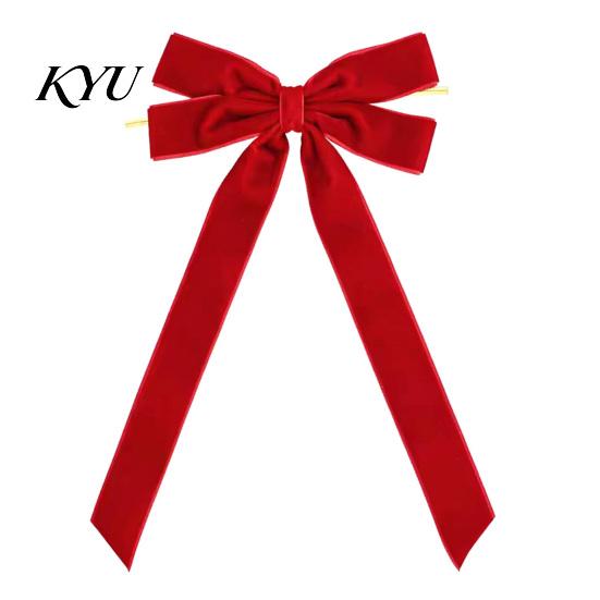 Soft Flannel Bow Ornaments Velvet Ribbon Xmas Pendant, Christmas Tree Ornament, Reusable Party Supplies Decorative Retro Style Hanging Pendant