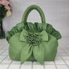 1pc Women's Floral Bow Handbag - Medium Zipper Closure Summer Tote, Durable Polyester with Spacious Interior, Hand Wash/Dry Clean