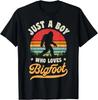 Bigfoot Just A Boy Who Loves Sasquatch Funny Retro Vintage Gift Unisex T-Shirt