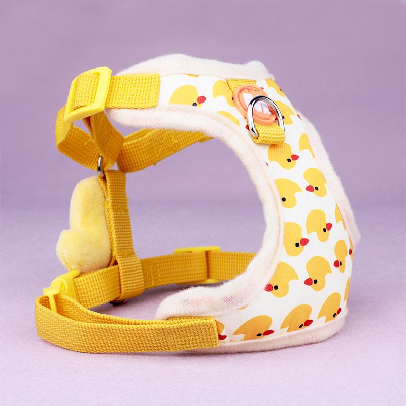 Universal Pet Harness & Leash: Cute Cartoon Design for Cats & Dogs - Essential Outdoor Walking Gear