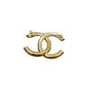 CHANEL [24P New Product] Double C Logo Brooch Women's Gold, White and Black
