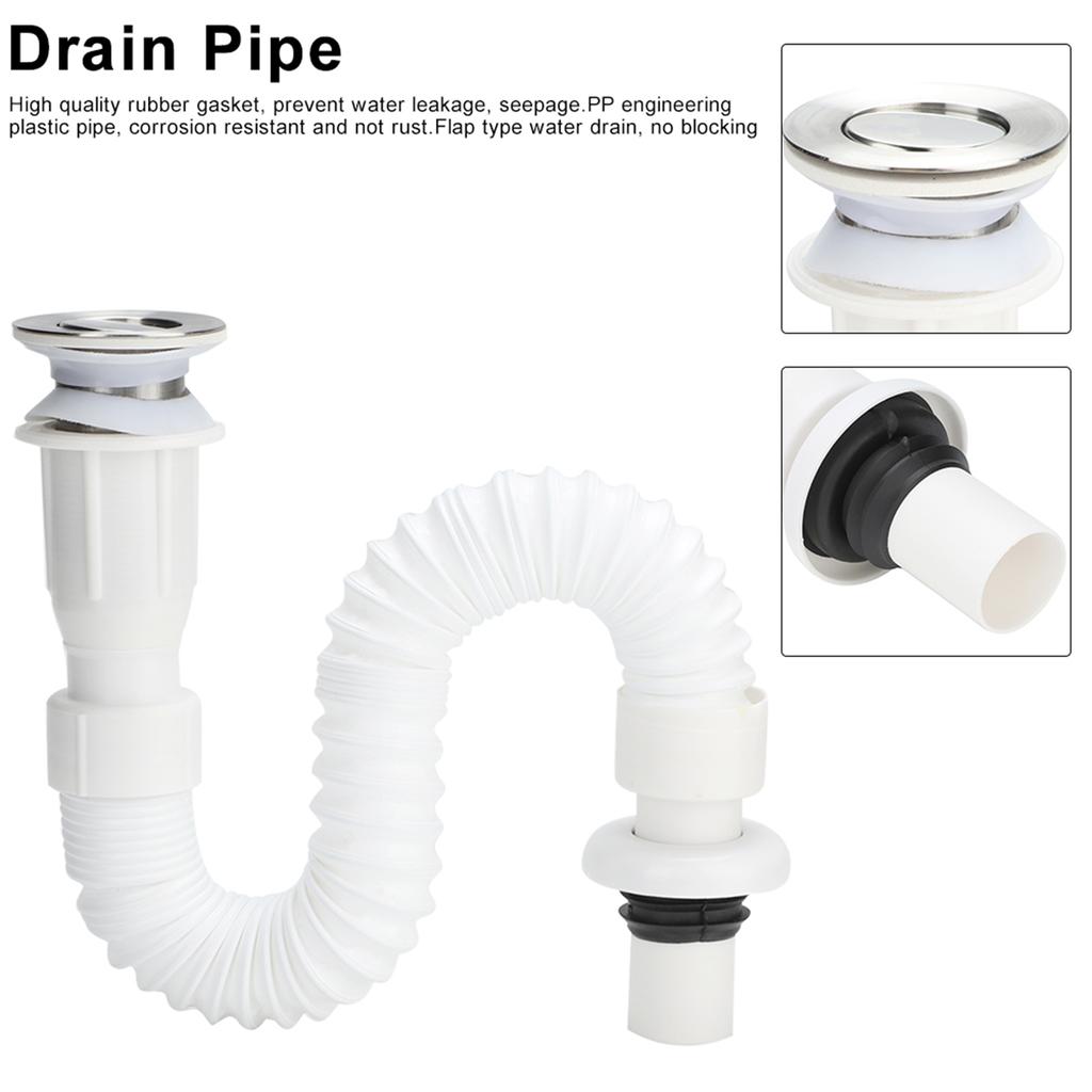 2Pcs Flap Type Flexible Bathroom Basin Water Drain Hose Pipe Draining Accessories