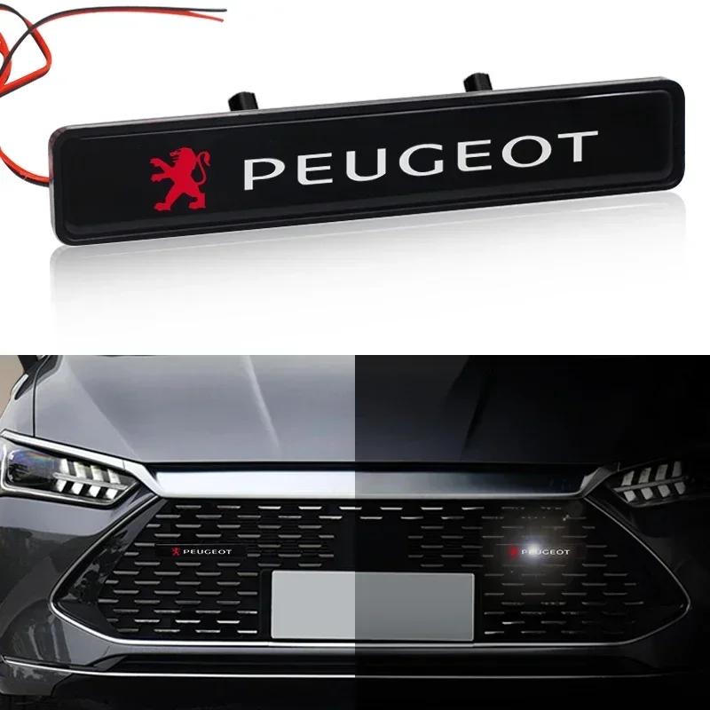 For Peugeot Car Decorative Light LED Front Hood Grille Emblem Badge Decor For Peugeot 206 307 308 3008 207 208 407 508 2008 5008