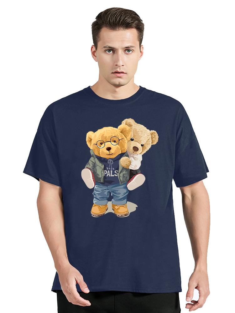 

We Are Best Friends Teddy Bear Casual Cotton Tops Tees Fashion Fitness Tshirt Oversized Unisex Streetwear Tshirt Mens Clothes S