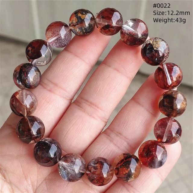 Natural Red Limonite Quartz Trendy Strand Bracelet Rare Stretch Yellow Phantom Round Beads Women Men Jewelry AAAAA