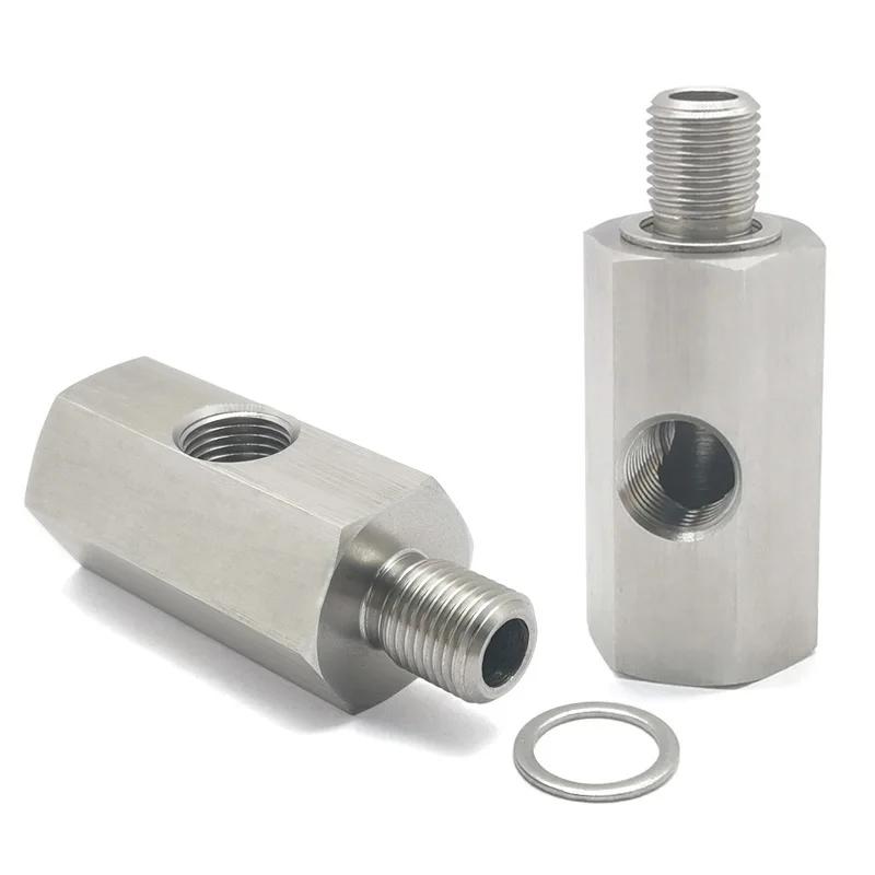 M10X1 with Side Hole 1/8NPT Car Fuel Pressure Sensor Tee Adapter Feed Line Gauge T Port Fitting -Male Female