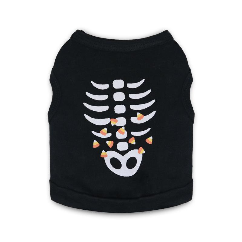 Pet Skull Print Cotton Vest for Cats & Dogs - Spring/Summer Halloween Style