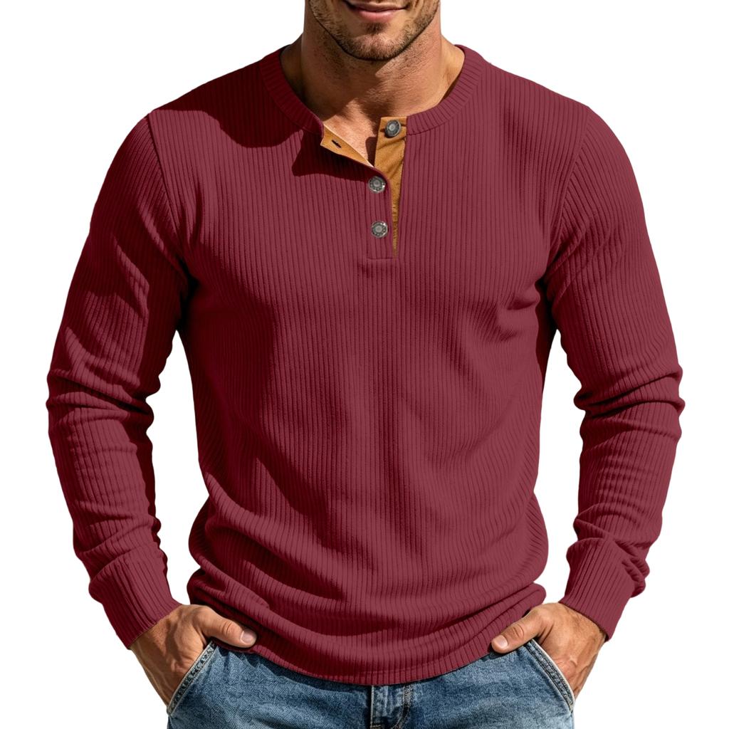 Men's Long Sleeve Shirt Casual Vintage Loose Fit Retro Top for Fall Winter