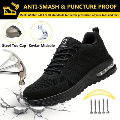 Arbeitsschuhe mit Luftpolsterung, Sicherheitsschuhe mit Stahlkappe, Sicherheitsschuhe für Männer, pannensichere Arbeitsschuhe, leichte Bauschuhe