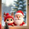 Seasonal Glass Door Decor Santa Claus Reindeer Window Cling, Christmas Static Sticker Holiday Decals for Party, Removable Reusable Decoration