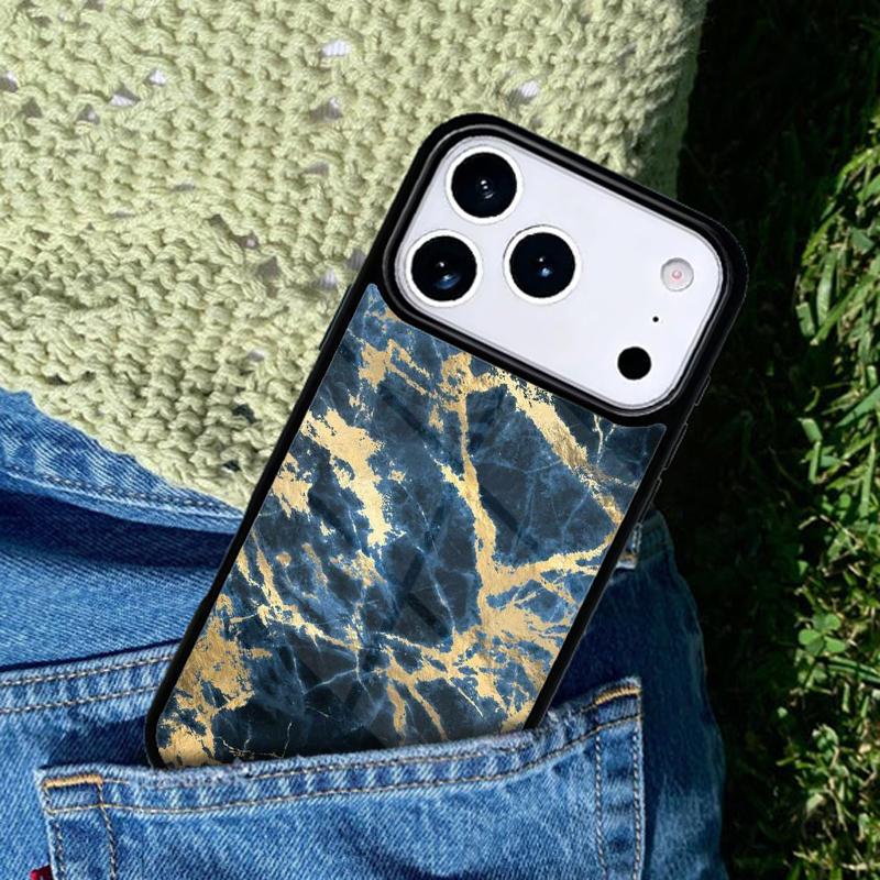 Abstract Blue Grey Marble Print Phone Case Cover for IPhone 11 12 13 14 15 16e 17 Pro Max Coque for IPhone 17 Air iPhone Air