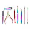 Manicure Tool Set: Precision Tweezers, Small Scissors, Clippers, Pusher, High-End Leather Case