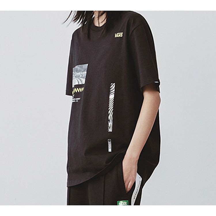 Vans Logo Print Round Neck Short Sleeve T-Shirt Men Tops Black VN0A4P58BLK