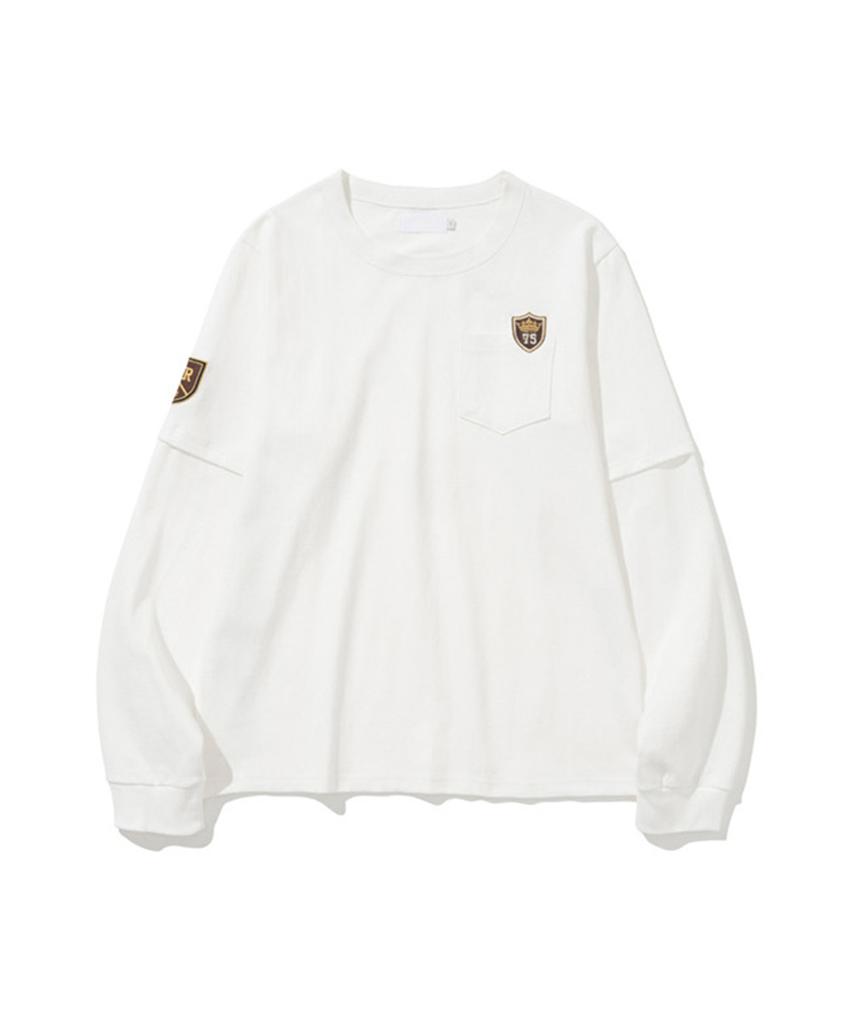 ERER Patch Layered Long Sleeve T-Shirt White
