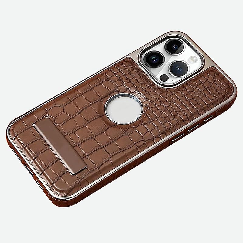 

Магнітний чохол для iPhone 15 Pro Max/15 Pro/15 Plus/15, Вигляд логотипу, Покриття Шкіряний чохол з візерунком під крокодила, Тонкий чохол з підставкою, Чорний, 15 Pro 15 Pro Max 6.7 коричневий