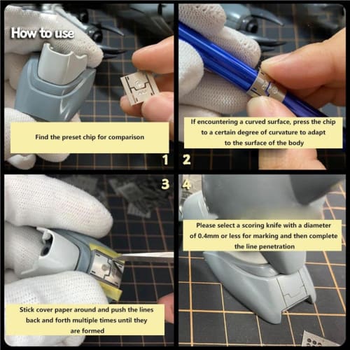 geneX Gunpla Crease Engraving Guide, Set of 2, Etching Guide, Template, Ruler, Plastic Model, Detail Up, Hobby