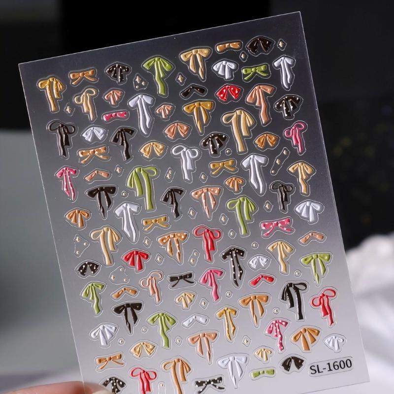 Professional Look Nail Art Stickers 5D Bow Pearl Heart for French Polka Dot Nails