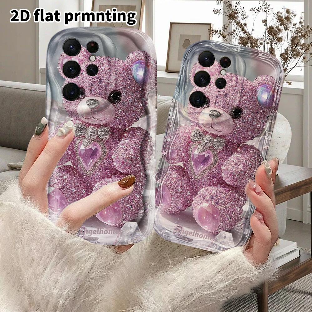 Phone Case: 2D Flat Samsung Galaxy A34 A35 M05 M06 S20 S22 S21 FE Plus 5G Protective Case, Couple Style, Crystal Bear, Christmas and Halloween Gift