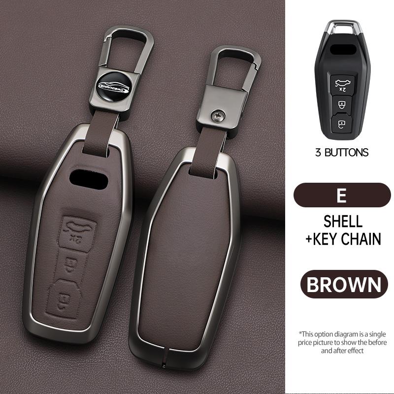 Metal Leather Car Key Case Cover for A3 A5 A5L 2025 Q5 Q6 Q6L A6 A6L 2025 Keychain Remote Protection Bag Shell