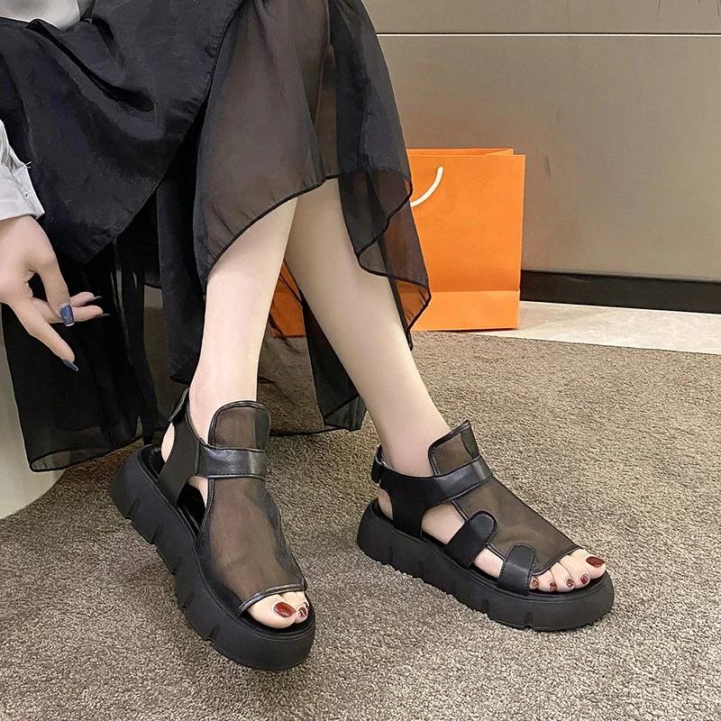 Women's Sandals 2024 Summer Fashionable Breathable Flat Sandals Comfort Simple Versatile Ladies Platform Shoes Zapatos De Mujer