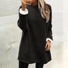 Women's Solid Fleece Lined Sweatshirt Dress Crew Neck Long Sleeve Loose Warm Casual Home Wear Winter Mini Dress